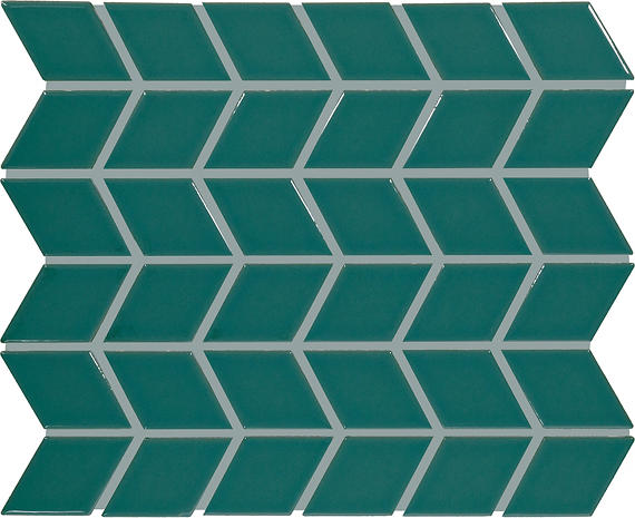 2x3 Color Wheel Retro Chevron Mosaic Solid-Color Glossy Smooth Ceramic Tile Green