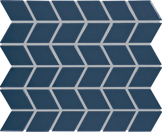 2x3 Color Wheel Retro Chevron Mosaic Solid-Color Glossy Smooth Ceramic Tile Navy Blue