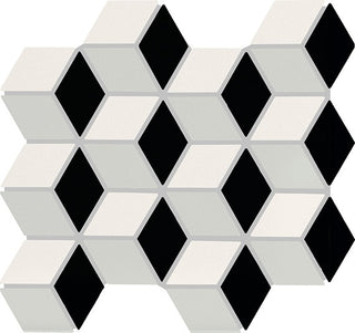 Black White - 12x13 Color Story Mosaics Diamond Diagonal Rhombus Mosaic Mixed-Color Matte Smooth Ceramic Tile