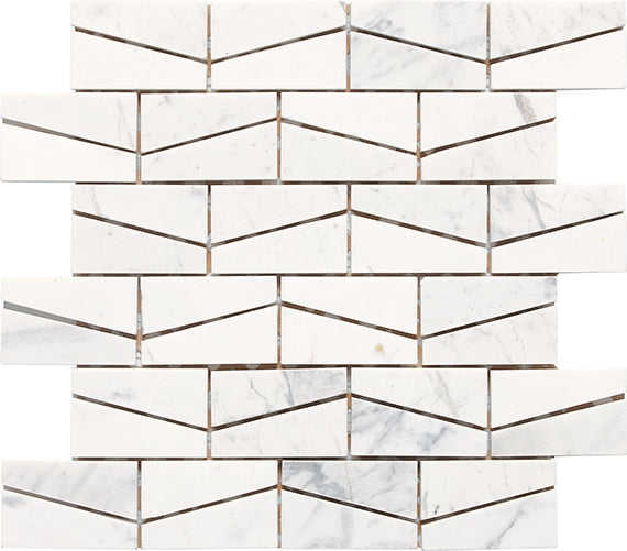 2x3 Stone A La Mod Mosaic Stone-Look Polished Smooth Stone Tile White Marble