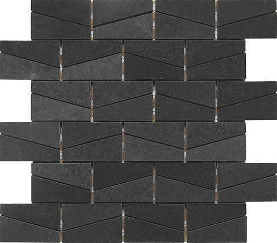 2x3 Stone A La Mod Mosaic Stone-Look Polished Smooth Stone Tile Charcoal Black