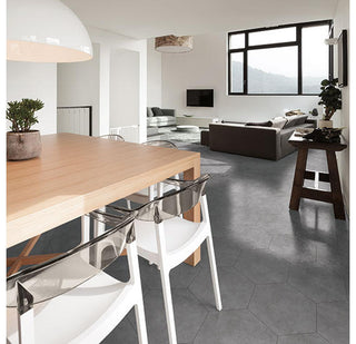 Charcoal Gray - 24x20 Bee Hive Hexagon Natural Concrete-Look Matte Smooth Porcelain Tile