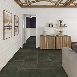 Deep Black - 12x24 Portfolio Natural Concrete-Look Matte Smooth Porcelain Tile