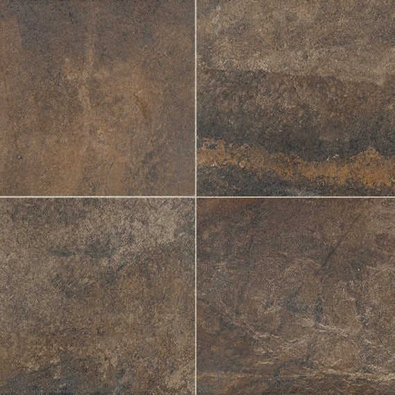 24x24 Slate Attache Natural Stone-Look Matte Smooth Porcelain Tile Rust Brown