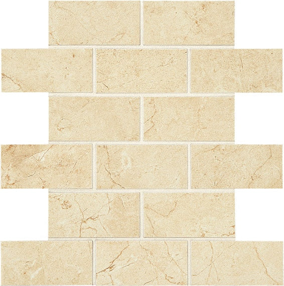 2x4 Mirasol Mosaic Marble-Look Matte Smooth Porcelain Tile Light Beige