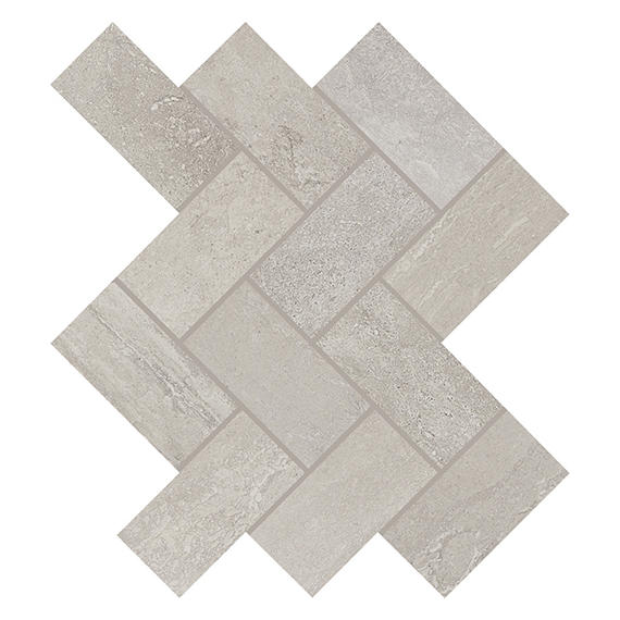 2x4 Advantage Herringbone Mosaic Stone-Look Matte Smooth Ceramic Tile Taupe Gray