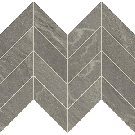 2x5 Vertuo Chevron Light Veining Mosaic Stone-Look Matte Smooth Porcelain Tile Warm Gray