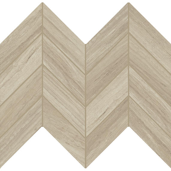 2x5 Articulo Chevron Mosaic Stone-Look Polished Smooth Porcelain Tile Light Tan