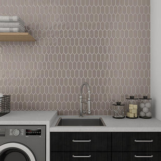 Warm Taupe - 11x12 Mythology Picket Mosaic Solid-Color Glossy Smooth Ceramic Tile