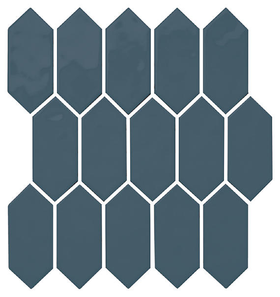 11x12 Mythology Picket Mosaic Solid-Color Glossy Smooth Ceramic Tile Ocean Blue