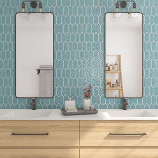 Soft Blue - 11x12 Artezen Picket Mosaic Solid-Color Glossy Smooth Ceramic Tile