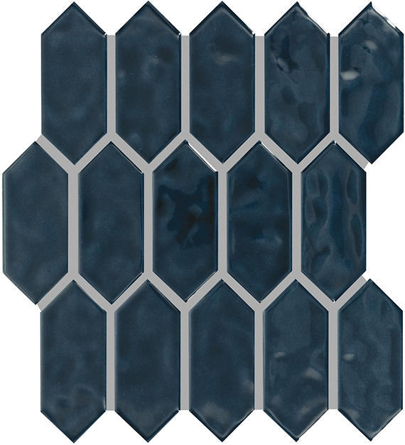 2x5 Artezen Picket Mosaic Solid-Color Glossy Smooth Ceramic Tile Deep Blue