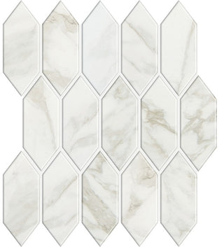 Soft Marble - 11x12 Marble Obsession Picket Mosaic Marble-Look Satin Smooth Porcelain Tile