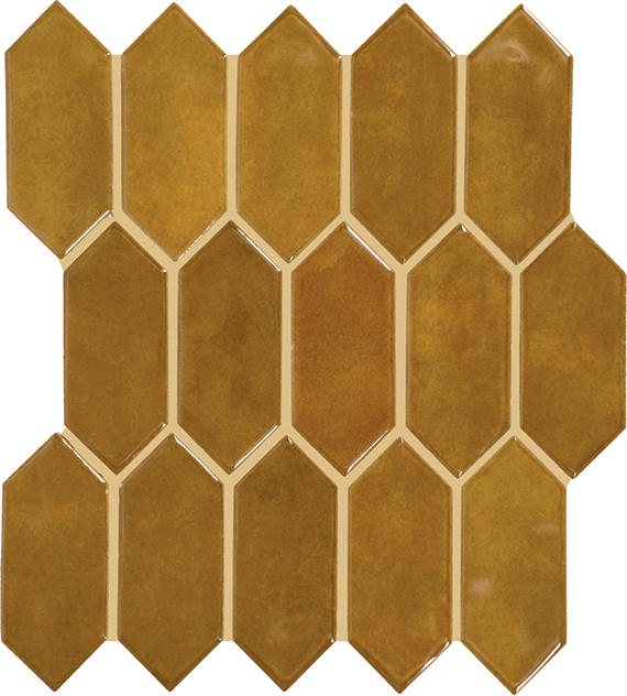 2x5 Studio Haven Picket Mosaic Solid-Color Glossy Smooth Ceramic Tile Golden Beige