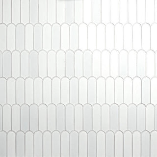 Pearl White - 13x12 Artefino Vintage Scallop Mosaic Solid-Color Glossy Smooth Porcelain Tile