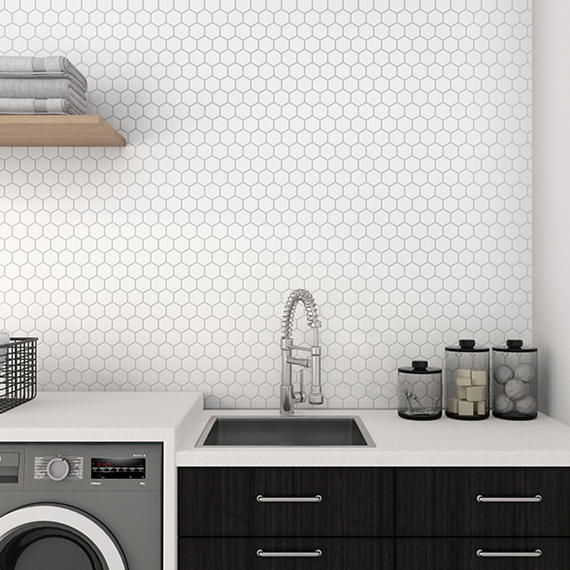 2 Marble Hexagon Mosaic Marble-Look Honed Smooth Marble Tile Ivory White
