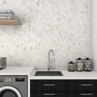 Marble White - 12x12 Hexagon Mosaic Honed Smooth Marble Tile