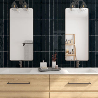Sea Black - 3x12 Costa Clara Natural Solid-Color Glossy Undulated Ceramic Tile