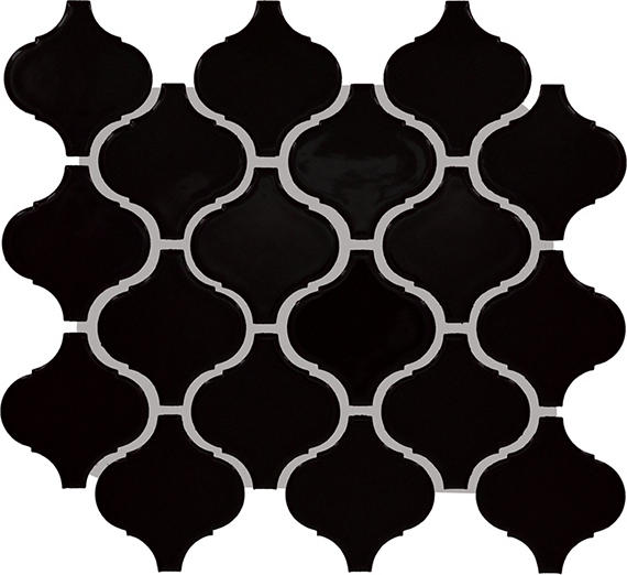 3x3 Color Wheel Retro Arabesque Mosaic Solid-Color Matte Smooth Ceramic Tile Black