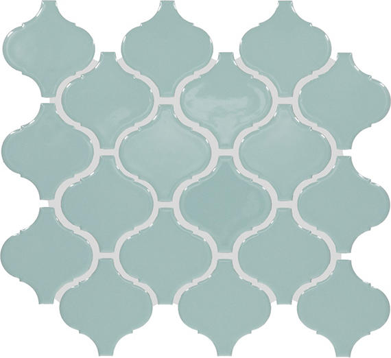 3x3 Color Wheel Retro Arabesque Mosaic Solid-Color Glossy Smooth Ceramic Tile Light Aqua