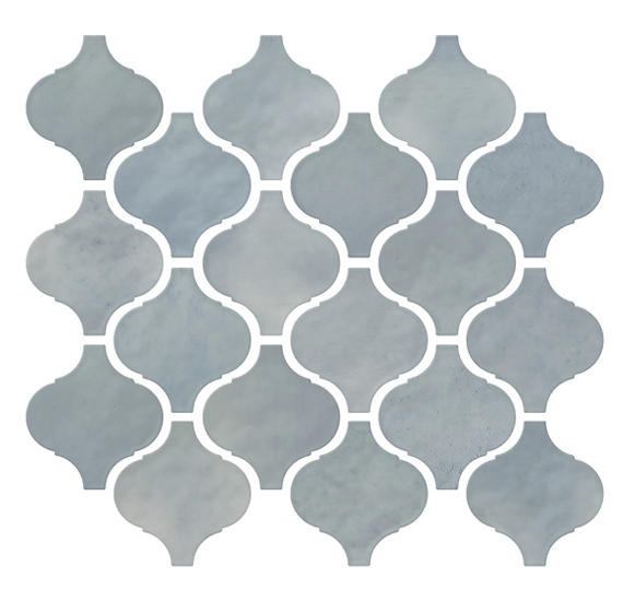 3x3 Mesmerist Arabesque Mosaic Solid-Color Glossy Smooth Ceramic Tile Ice Blue