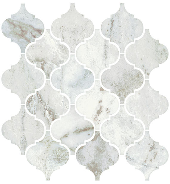 3x3 Mythique Marble Arabesque Mosaic Marble-Look Matte Smooth Porcelain Tile Frost Gray