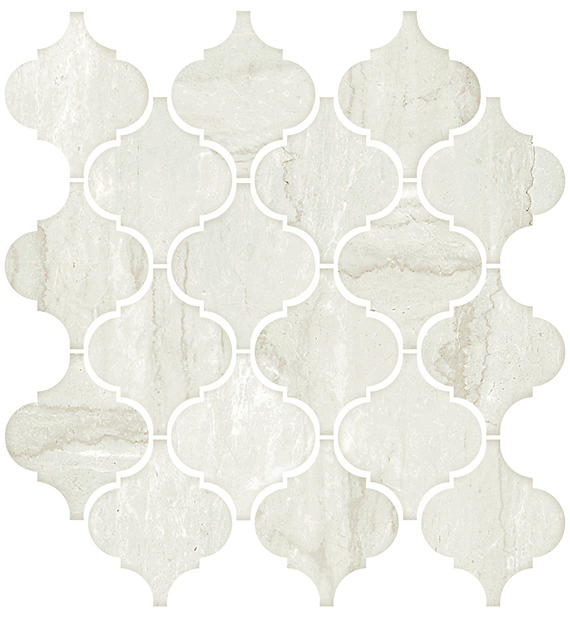 3x3 Mythique Marble Arabesque Mosaic Marble-Look Matte Smooth Porcelain Tile Light Beige