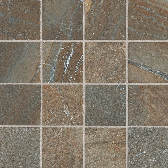 3x3 Ayers Rock Straight Joint Mosaic Stone-Look Matte Smooth Porcelain Tile Rust Brown