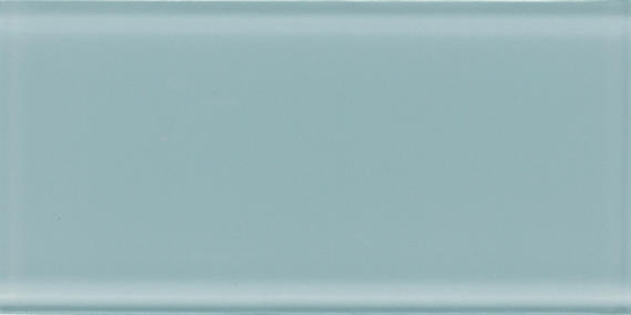 3x6 Color Wave Natural Solid-Color Glossy Smooth Glass Tile Aqua