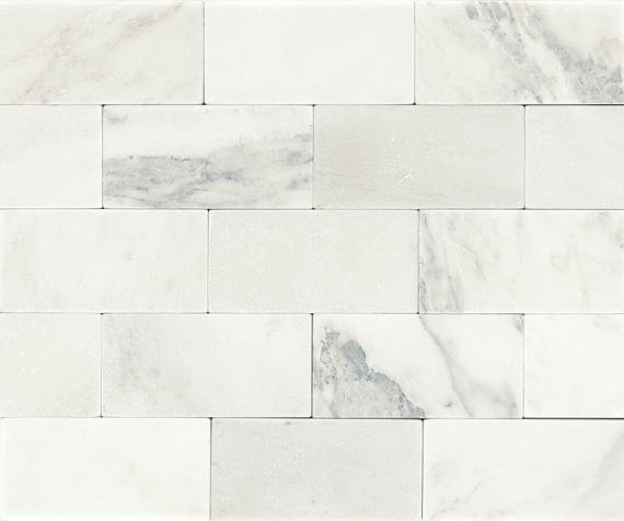 3x6 Marble Subway Pattern Intense Veining Natural Marble-Look Honed Smooth Marble Tile White Marble