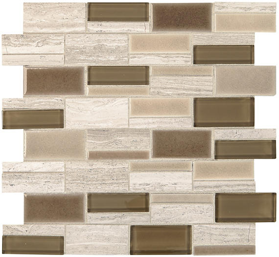 3 Midpark Mosaics Random Pattern Mosaic Mixed-Material Look Matte Smooth Porcelain Tile Sandy Beige