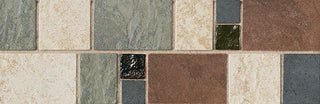 Brown & Green - 4x12 Continental Slate Square & Rectangle Patterned Mixed-Color Matte Textured Porcelain Tile