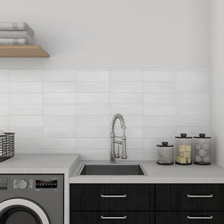 Soft White - 4x12 Mythology Natural Solid-Color Glossy Undulated Ceramic Tile