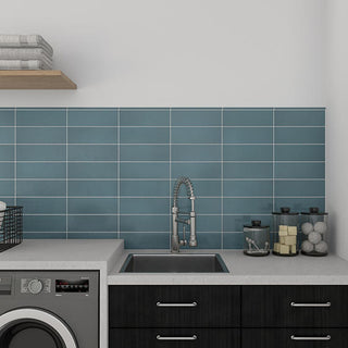 Deep Teal - 4x12 Mythology Natural Solid-Color Glossy Undulated Ceramic Tile