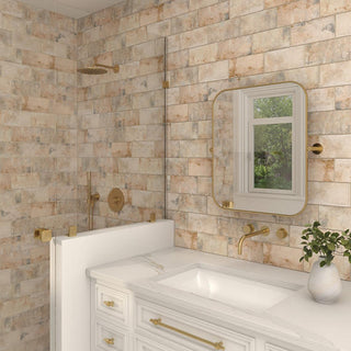 Light Brown - 4x8 Brickwork Natural Stone-Look Matte Textured Porcelain Tile