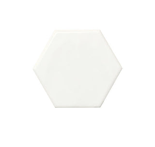 Soft White - 4x4 Playscapes Hexagon Natural Solid-Color Glossy Undulated Ceramic Tile