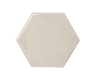 Off White - 4x4 Playscapes Hexagon Natural Solid-Color Glossy Undulated Ceramic Tile