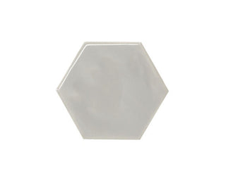 Soft Gray - 4x4 Playscapes Hexagon Natural Solid-Color Glossy Undulated Ceramic Tile
