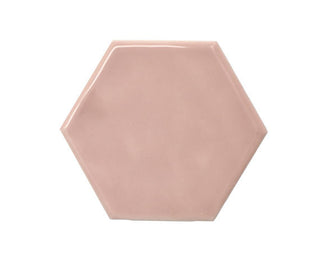 Blush Pink - 4x4 Playscapes Hexagon Natural Solid-Color Glossy Undulated Ceramic Tile