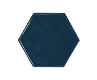 Navy Blue - 4x4 Playscapes Hexagon Natural Solid-Color Glossy Undulated Ceramic Tile