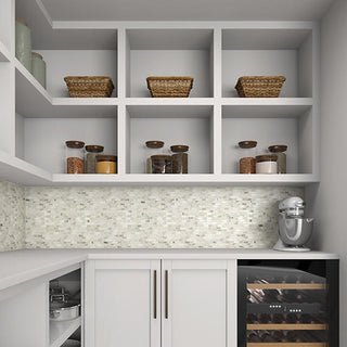 Cream White - 12x12 Decorative Accents Subway Pattern Mosaic Stone-Look Polished Smooth Marble Tile