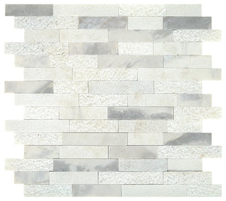 White Marble - 13x12 Minute Mosaix Linear Random Pattern Mosaic Marble-Look Polished Smooth Marble Tile