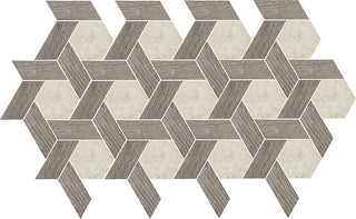 Gray Beige - 11x13 Historic Limestone Multi-Polygon Mosaic Mixed-Material Look Matte Textured Porcelain Tile