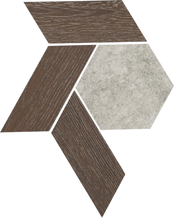 12x10 Historic Limestone Multi-Polygon Mosaic Mixed-Material Look Matte Textured Porcelain Tile Brown Gray