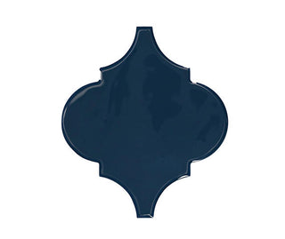Navy Blue - 6x6 Playscapes Arabesque Natural Solid-Color Glossy Undulated Ceramic Tile