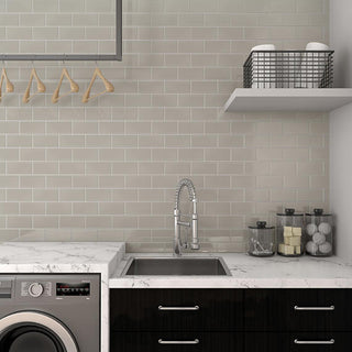 Gray Glass - 3x6 Amity Natural Solid-Color Glossy Smooth Glass Tile