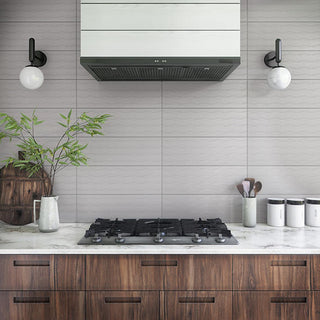 Pale Gray - 8x24 Visual Impressions 3D-Geometric Wave Natural Solid-Color Matte Smooth Ceramic Tile