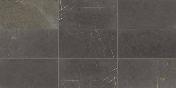8x36 Marble Grid Medium Veining Natural Marble-Look Polished Riven Marble Tile Charcoal Gray