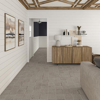 Warm Taupe - 8x8 Quartetto Grid Natural Concrete-Look Matte Smooth Porcelain Tile