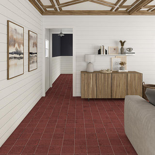 Brick Red - 8x8 Quartetto Grid Natural Concrete-Look Matte Smooth Porcelain Tile